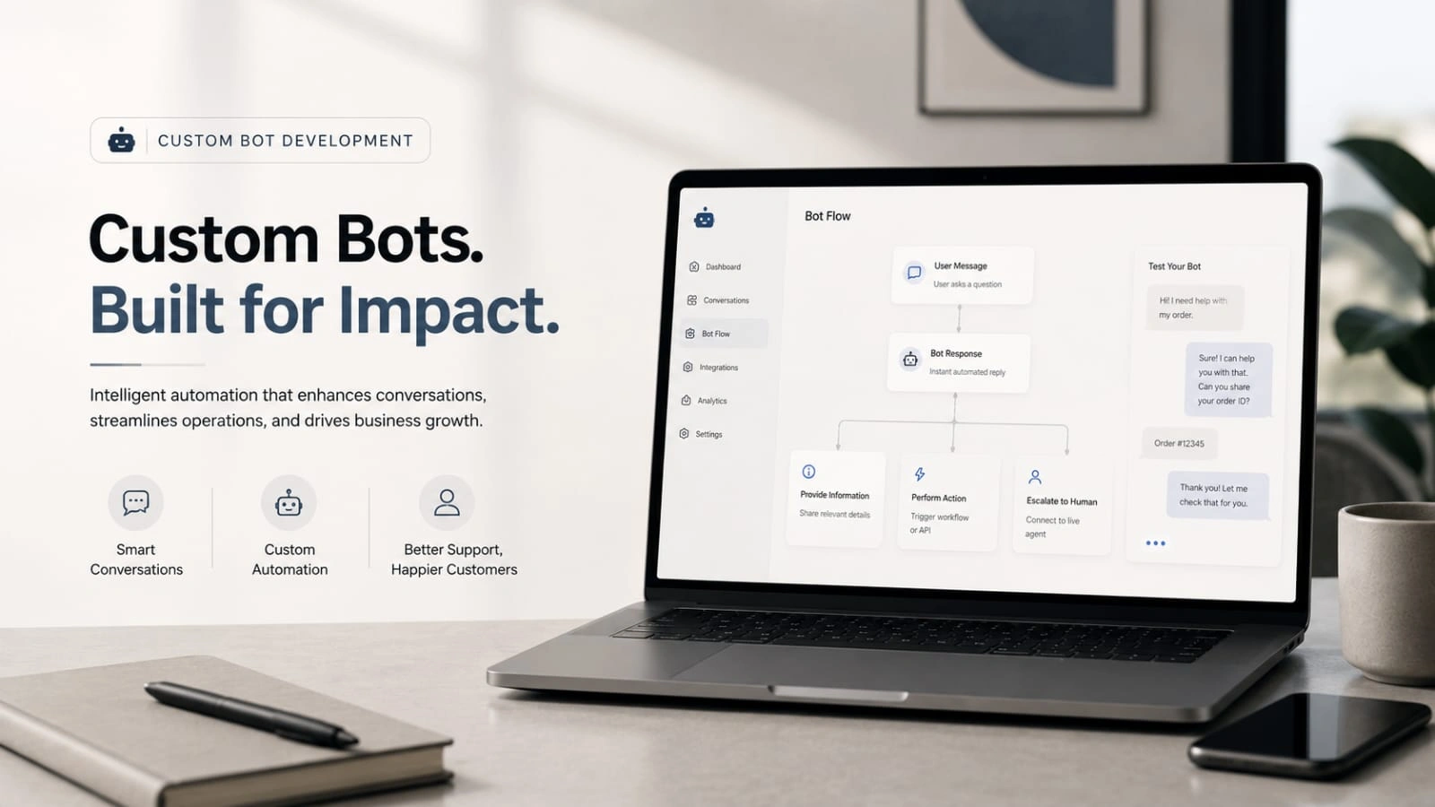 Custom Bots Automation Dashboard Analytics