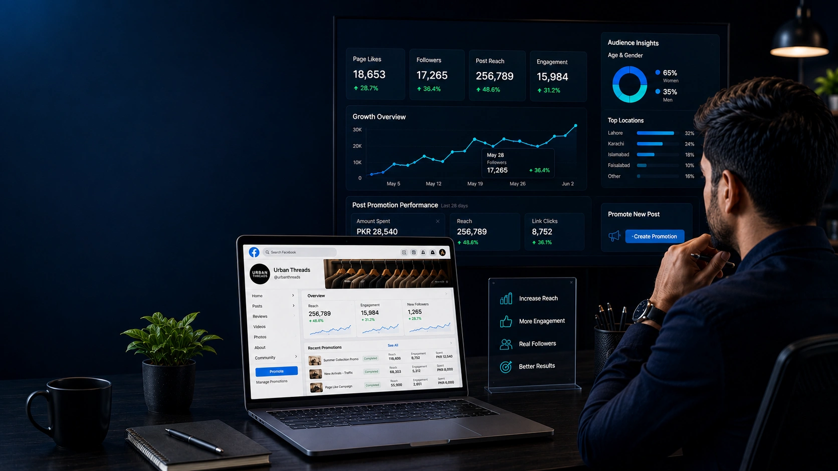 Facebook Page Management Dashboard Analytics