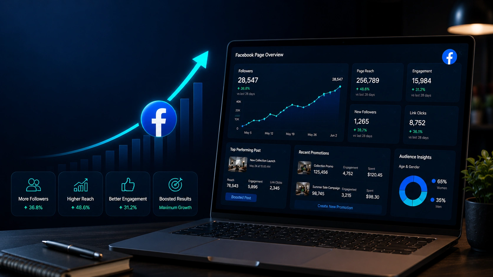 Facebook Page Promotion Dashboard Analytics