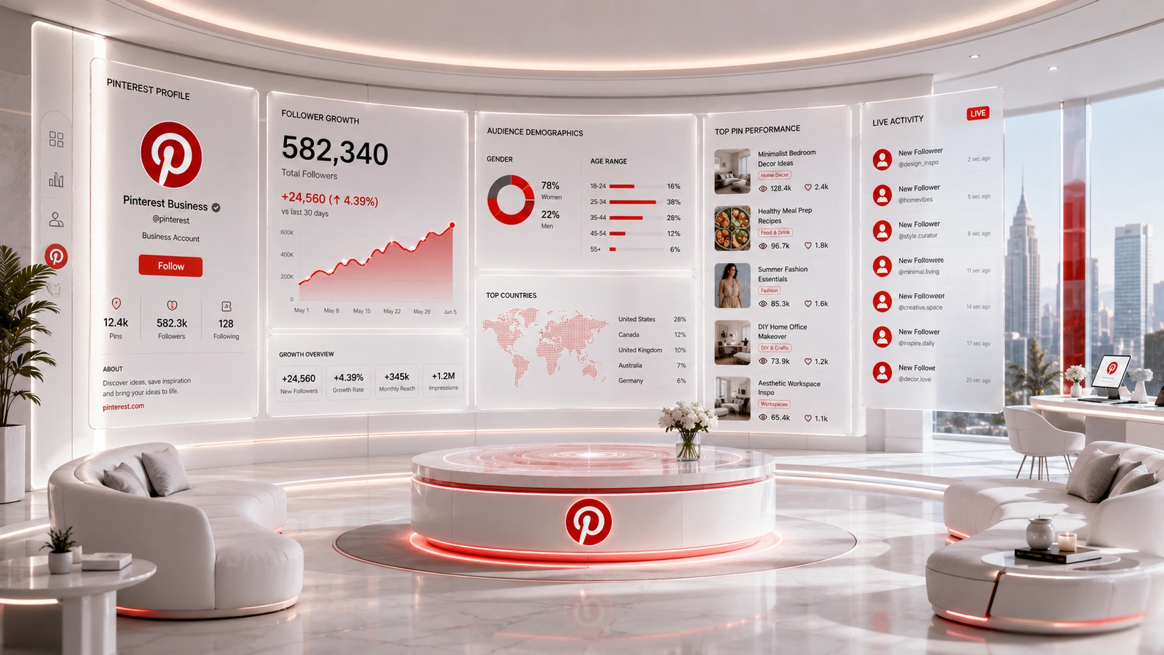 Pinterest Page Followers Dashboard Analytics