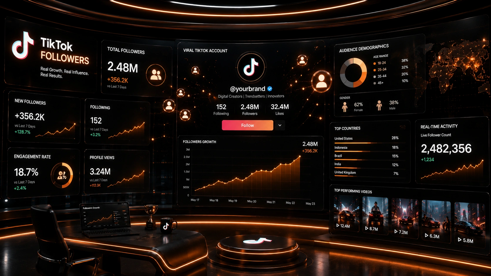 TikTok Followers in New Zealand Dashboard Analytics